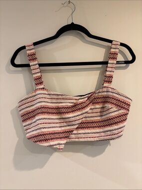 Zara Pink, White & Black Striped Cropped Tank